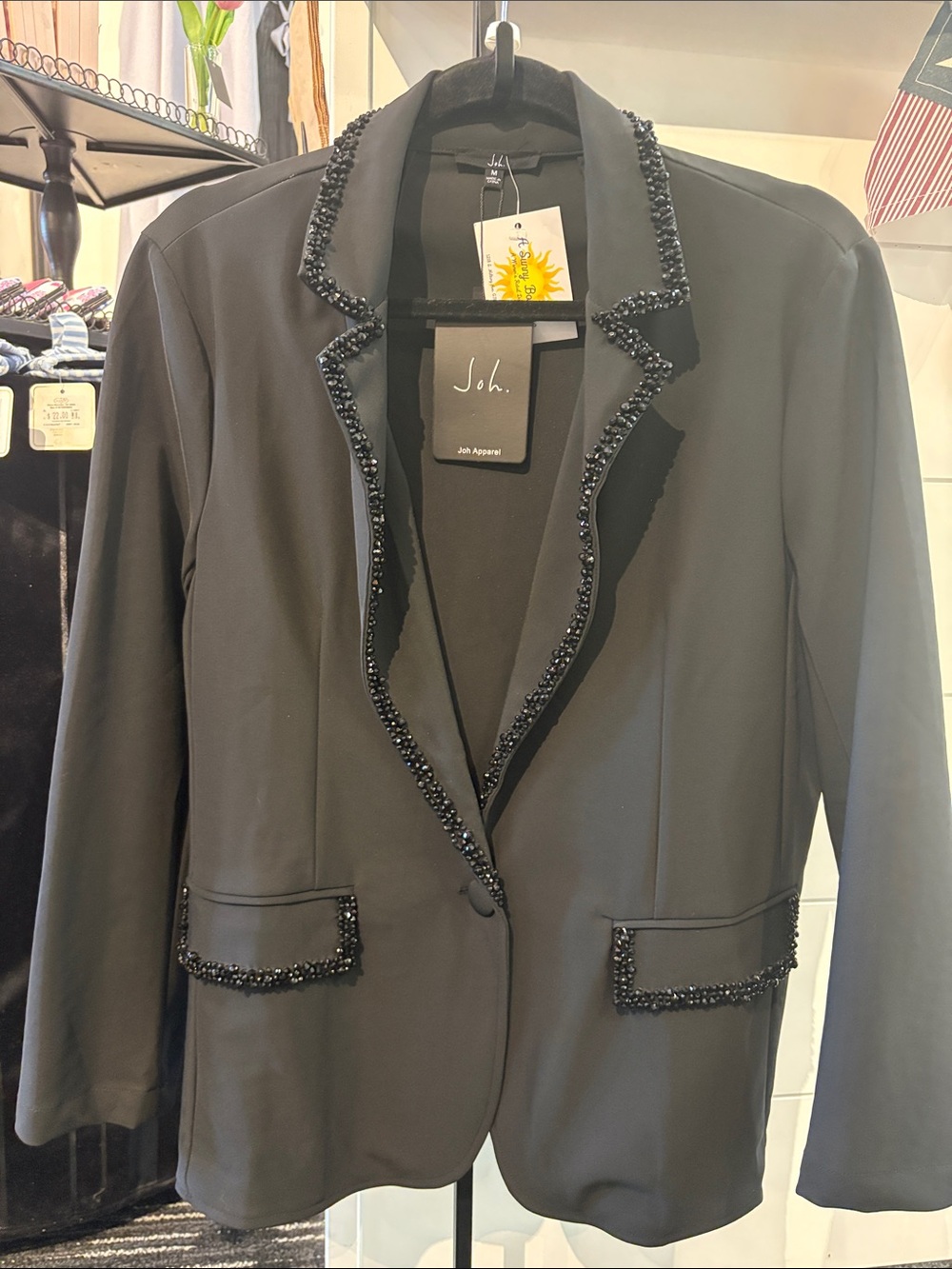 Joh Apparel Black Beaded Trim Blazer Jacket